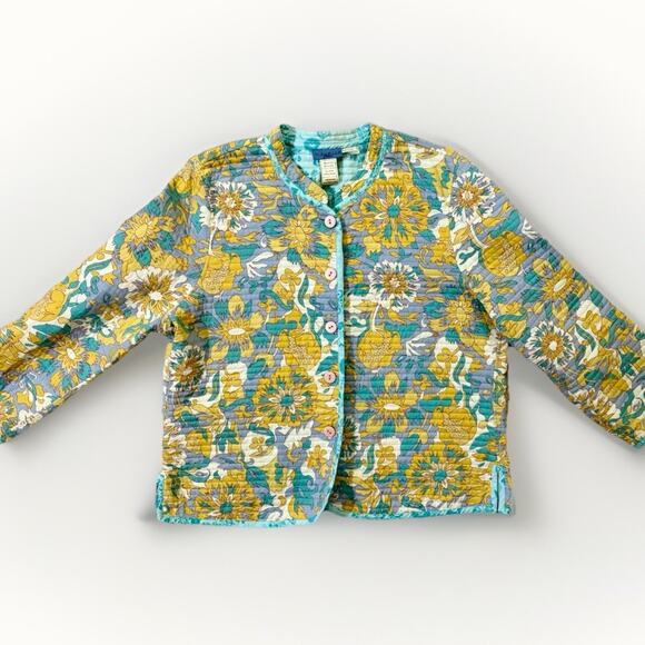 Provence D'Amour Reversible Jacket Women Size XL Cotton Quilted Eyelet Multicolr - Picture 2 of 15